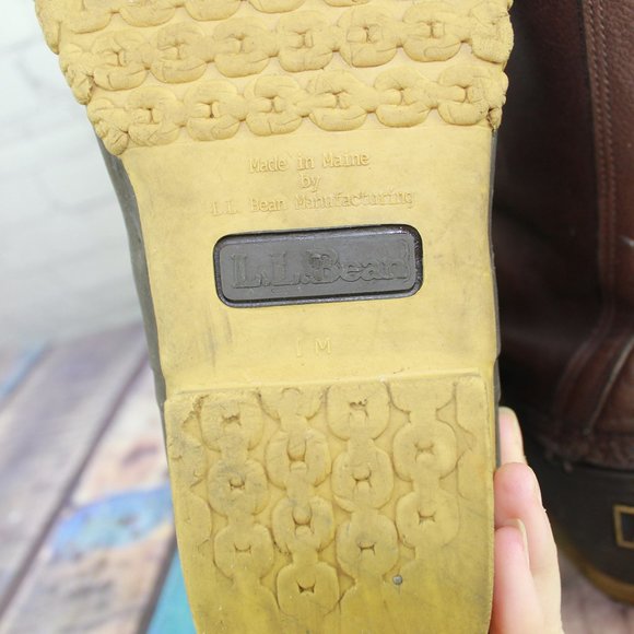 LL Bean Brown Leather Unlined Mid-Calf Hunting Duck Bean Boot Size 11 M - Picture 9 of 9